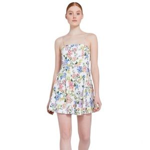ALICE + OLIVIA Trixie Gardenia Spaghetti Strap Mini Dress Colorful Floral sz 4